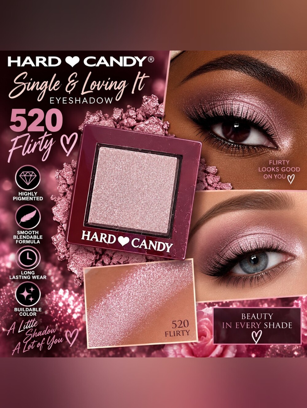 Hard Candy 520 Flirty Shimmer Eyeshadow - Light Pink